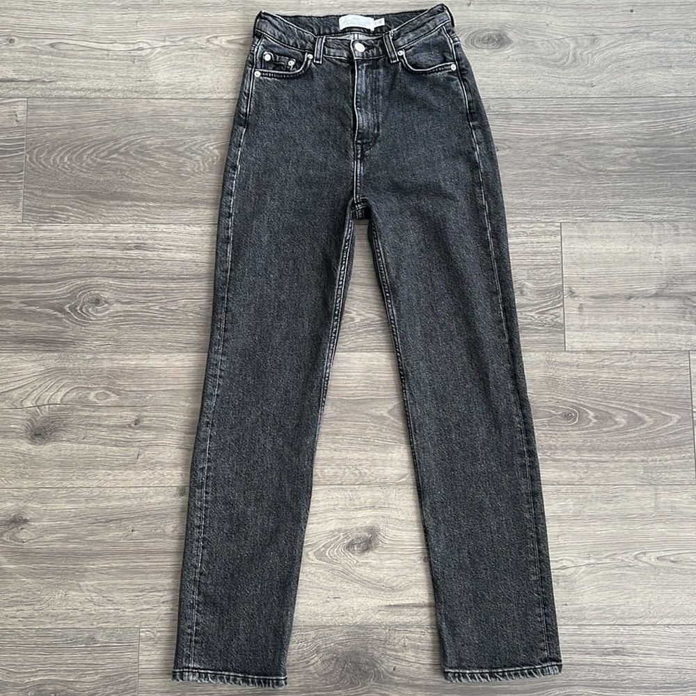 & Other Stories Slim Cut Jeans Sz. 24 Slim Straight Dark Gray Acid Wash 90s